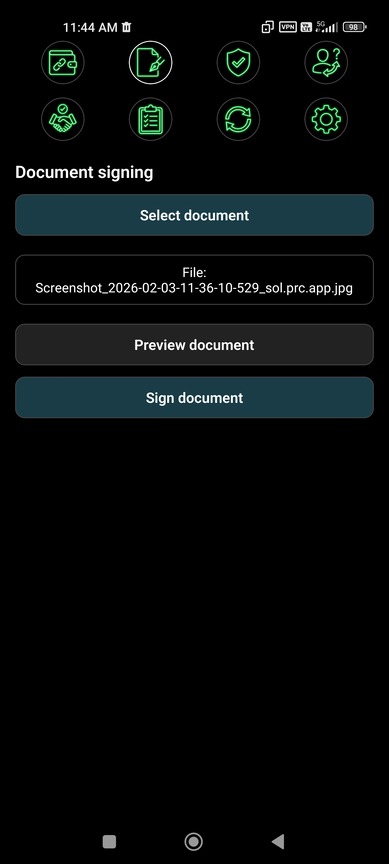 Sign Document Screen